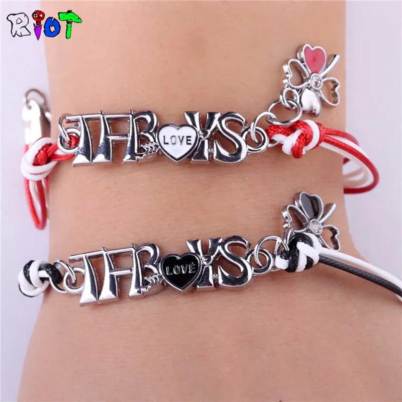 

chain bracelet TFBOYS family A variety of modelling Genuine leather colorful couples students Brace lace 2PCS fashion 2017
