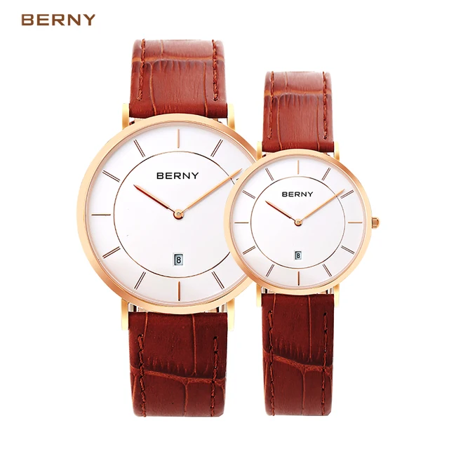 BERNY Simple Watch Ultra Thin lovely Watches High Quality Leather Strap couple w BERNY Simple Watch Ultra Thin lovely Watches High Quality Leather Strap couple w
