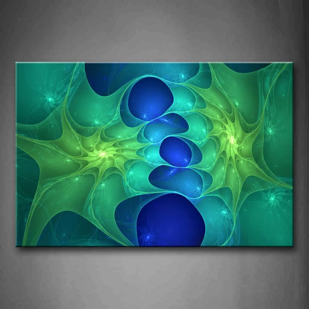 

Framed Wall Art Pictures Fractal Wave Canvas Print Abstract Modern Posters With Wooden Frames For Home Living Room Decor