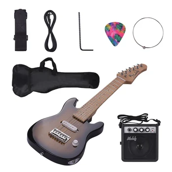 

Muslady 28 Inch Sunburst Color Electric Guitar Kit Maple Neck Paulownia Body with Mini Amplifier Guitar Bag Strap Pick String