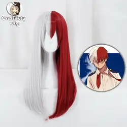 65 см Аниме Boku no Hero Academia Todoroki Shoto длинный парик косплэй костюм мой герой Academia для женщин синтетические волосы Искусственные парики + парик