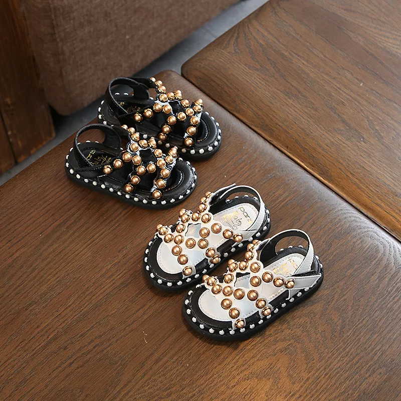 

Summer Shoes 2019 New Sandals Baby Princess Shoes Girls Hollow Pearl Beach Shoes Rome Flat Sandal Summer amorous feelings