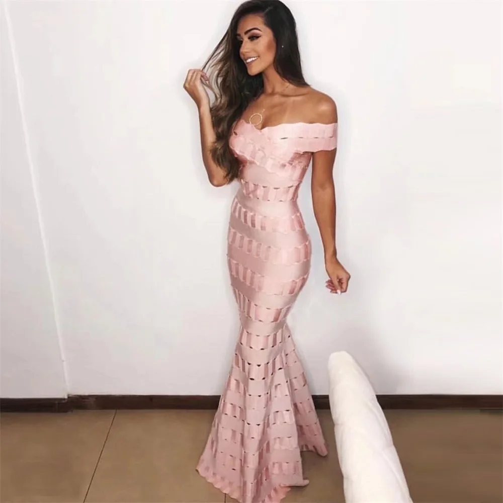 2019 New Hollow Out Multi colors Long Bandage Dress Red Apricot Blue