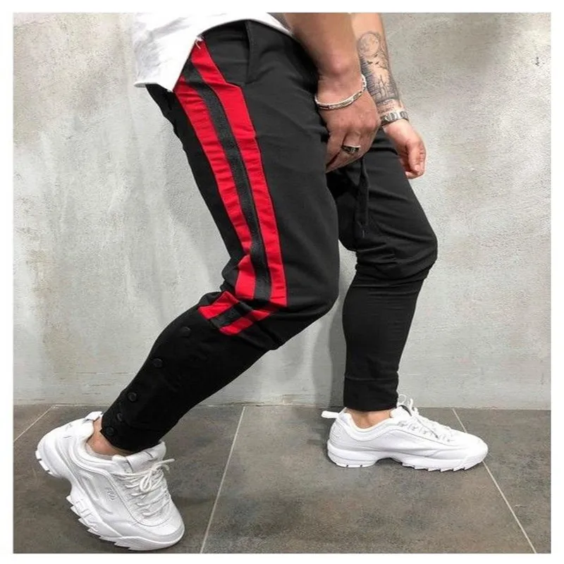 Men Casual Gym Sport Jogger Long Track Sweat Pant Hip Hop Plaid Slim Fit Trouser