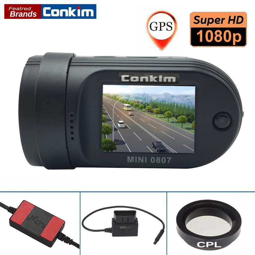 imágenes para Dash holder conkim Cámara Mini 0807 Ambarella A7 1080 P Full HD de 1.5 "LCD 24 Horas Aparcamiento DVR ADAS GPS Logger Dual TF Tarjeta CPL Filtro imágenes para Dash holder conkim Cámara Mini 0807 Ambarella A7 1080 P Full HD de 1.5 "LCD 24 Horas Aparcamiento DVR ADAS GPS Logger Dual TF Tarjeta CPL Filtro