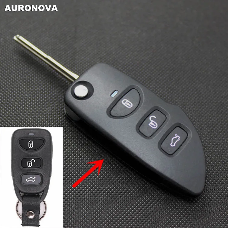 

AURONOVA New Upgrade Folding Key Shell for Kia Cerato 3+1 Back Buttons Remote Car Key Case DIY With Uncut Blade