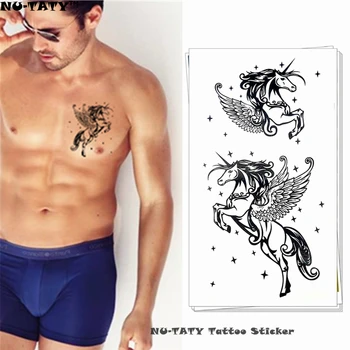 

Nu-TATY Sexy Black Pegasus Temporary Tattoo Body Art Arm Flash Tattoo Stickers 17*10cm Waterproof Fake Henna Painless Tattoo