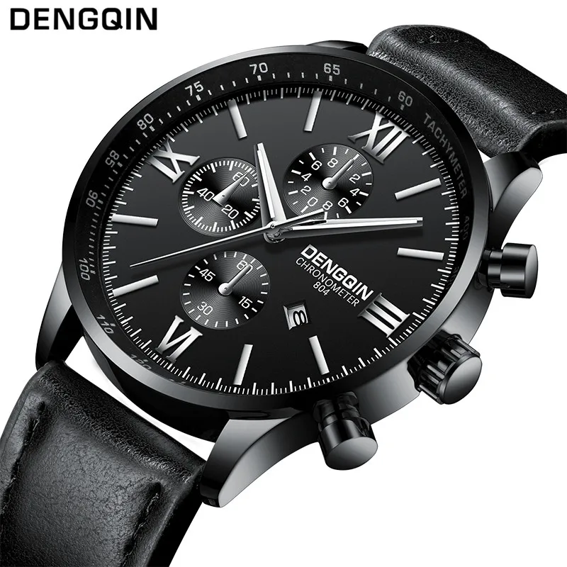 

Men Watch Luxury Leather Band Military Casual Analog Quartz Date Wrist Watch Roman Numbers Formal Business Watches relogio reloj