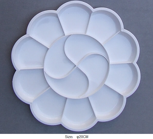 Free Shipping Hot Artist Watercolor Acrylic Paint 14 Holes White Artist Watercolor Acrylic Paint 14 Holes White Tray Palettes Flower Shape