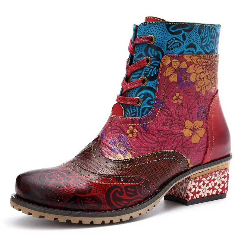 Модные Винтажные женские ковбойские ботинки; женская обувь; женские ботильоны из натуральной кожи В рыцарском стиле; ботинки в западном стиле на массивном квадратном каблуке; Bota