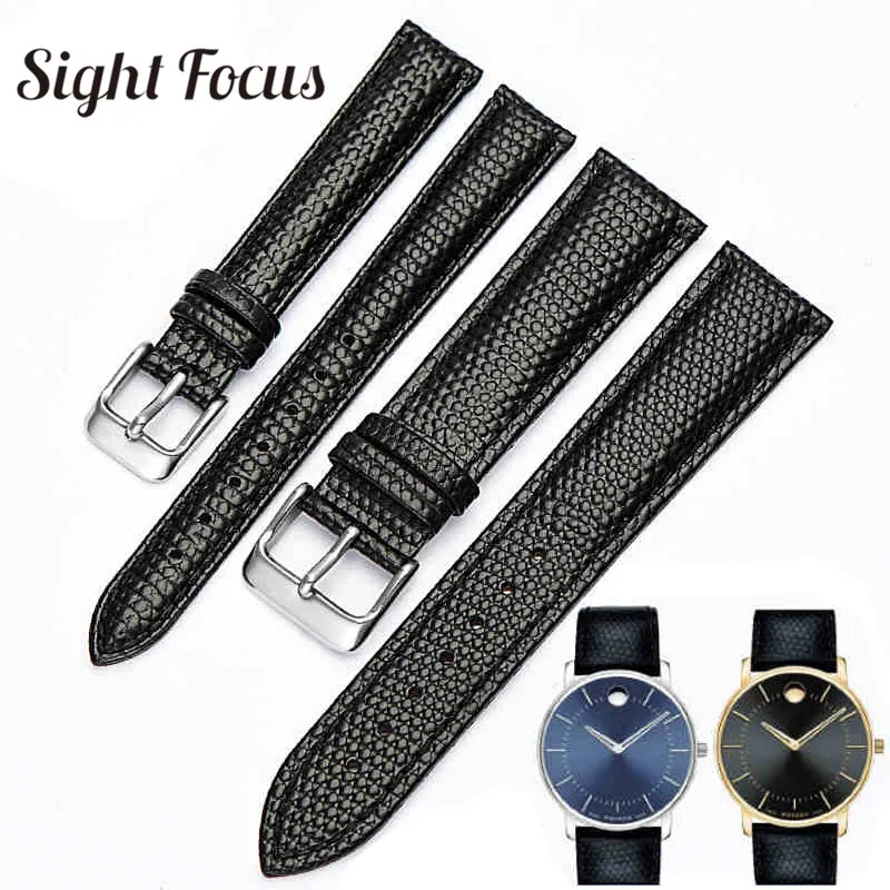 15mm 21mm Clafskin Leather with Lizard Grain Watch Bands for Movado