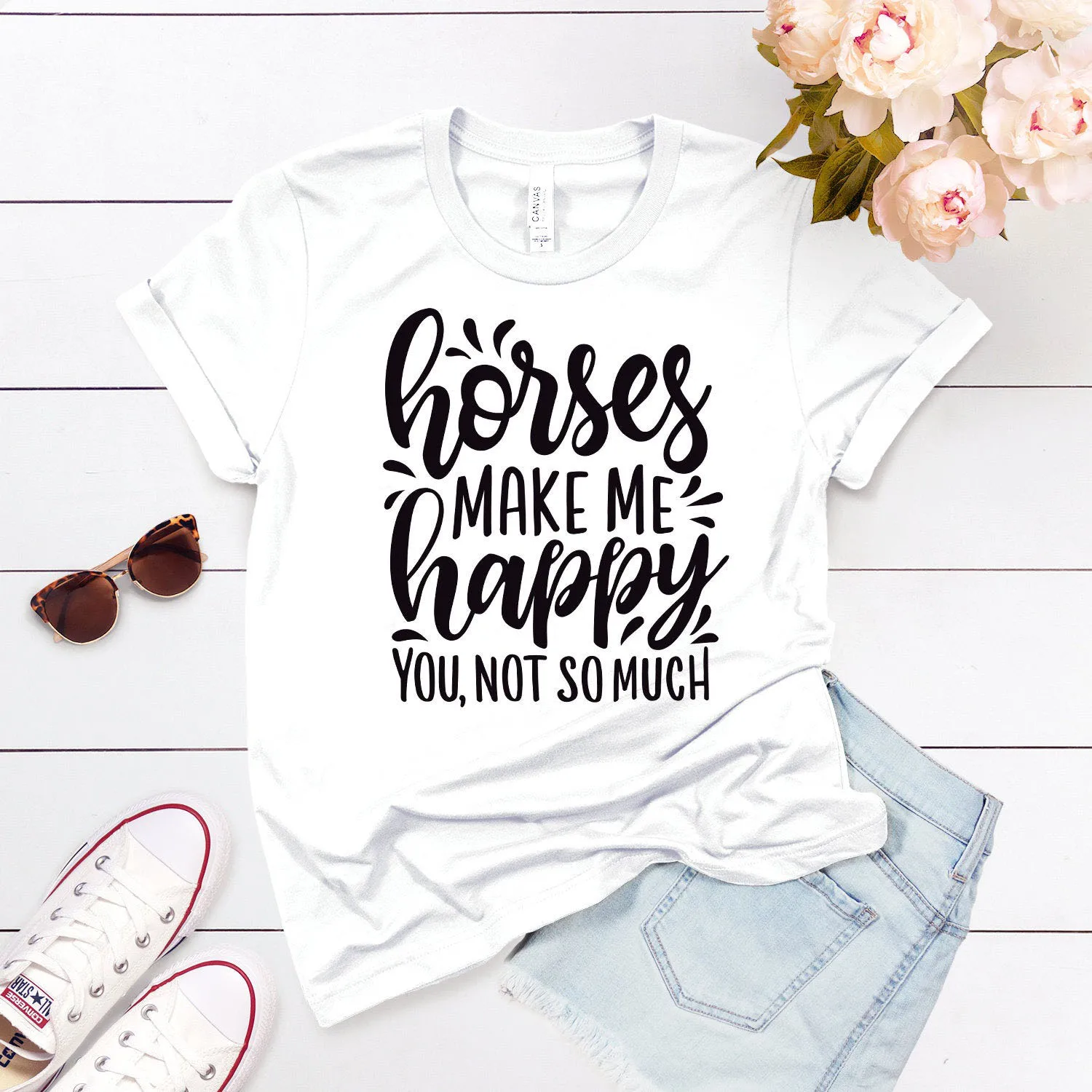 

Horses Make Me Happy Women tshirt Casual Cotton Hipster Funny t-shirt Gift For Lady Yong Girl Top Tee Drop Ship ZY-246