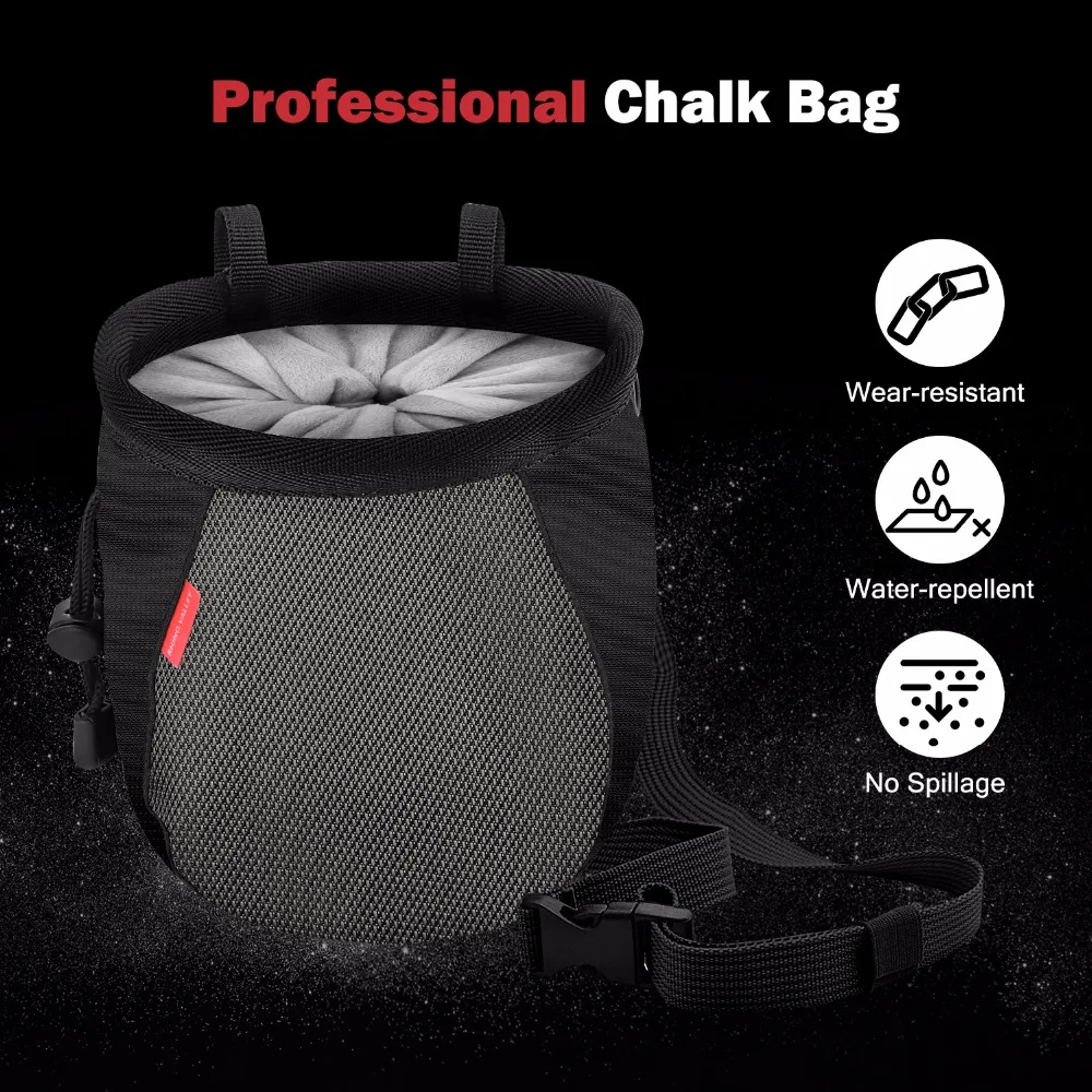Chalk Bag,Rock Climbing Chalk Bag No Leak Strawstring Bag with Adjustable Belt and Carabiner for Climbing,Gymnast,Weight Lifting Chalk Bag,Rock Climbing Chalk Bag No Leak Strawstring Bag with Adjustable Belt and Carabiner for Climbing,Gymnast,Weight Lifting