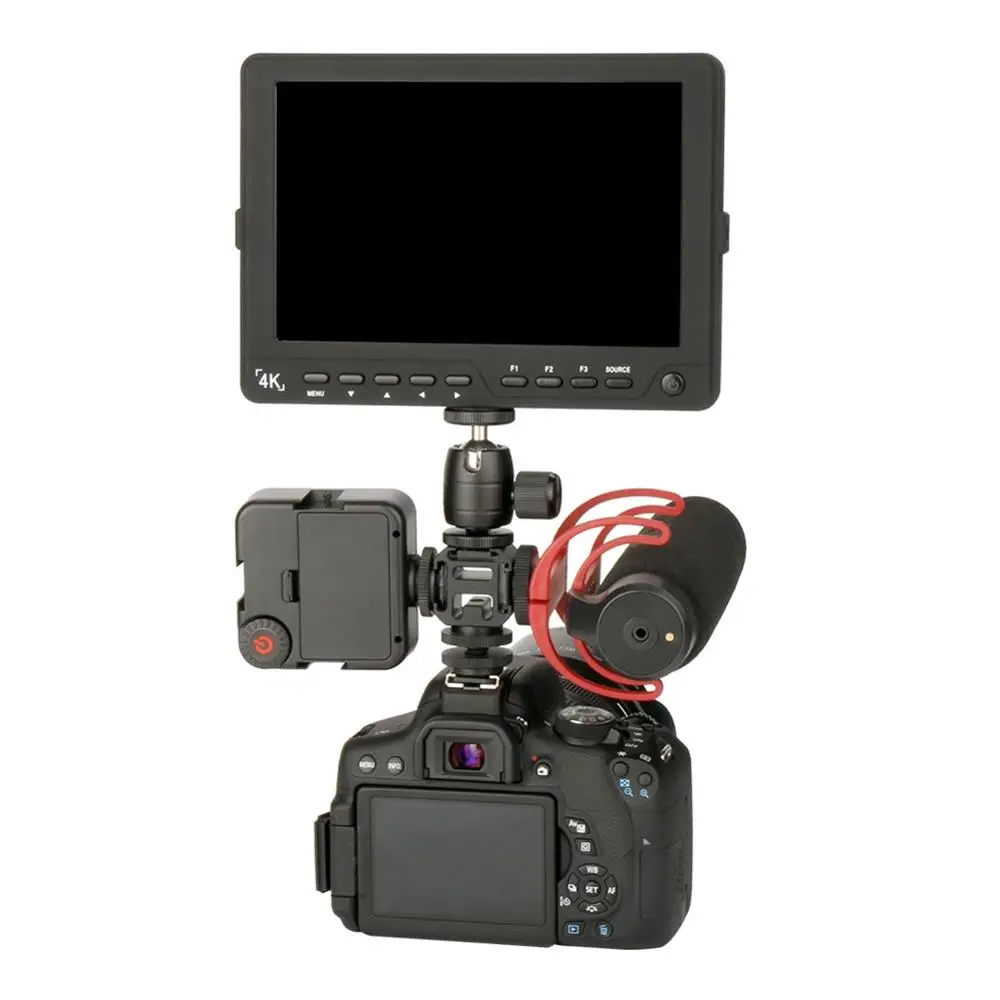 

Fill light Microphone Monitor Durable Alloy Three-Headed Hot Shoe Base Camera Multi-function One Drag Three Base