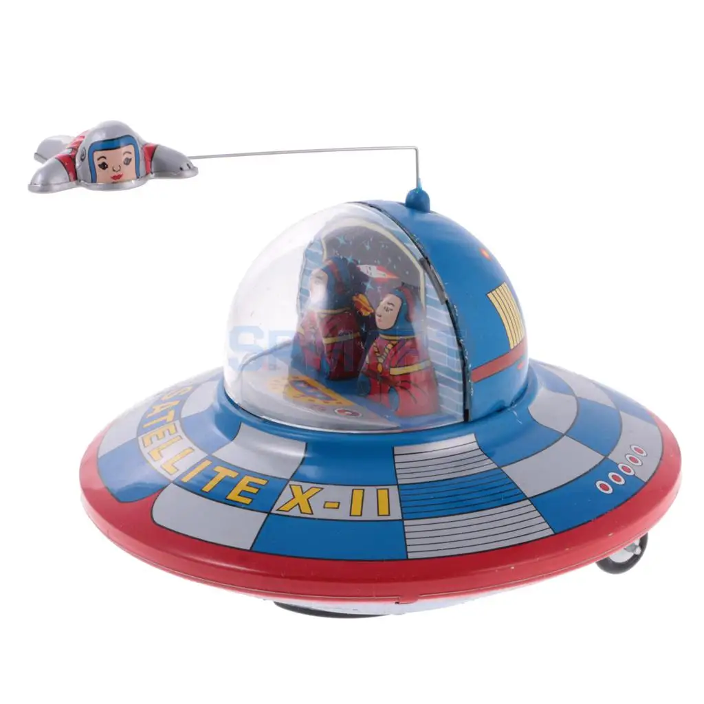 Винтажный космический корабль модель заводная оловянная Игрушка коллекционные для детей/взрослых подарок