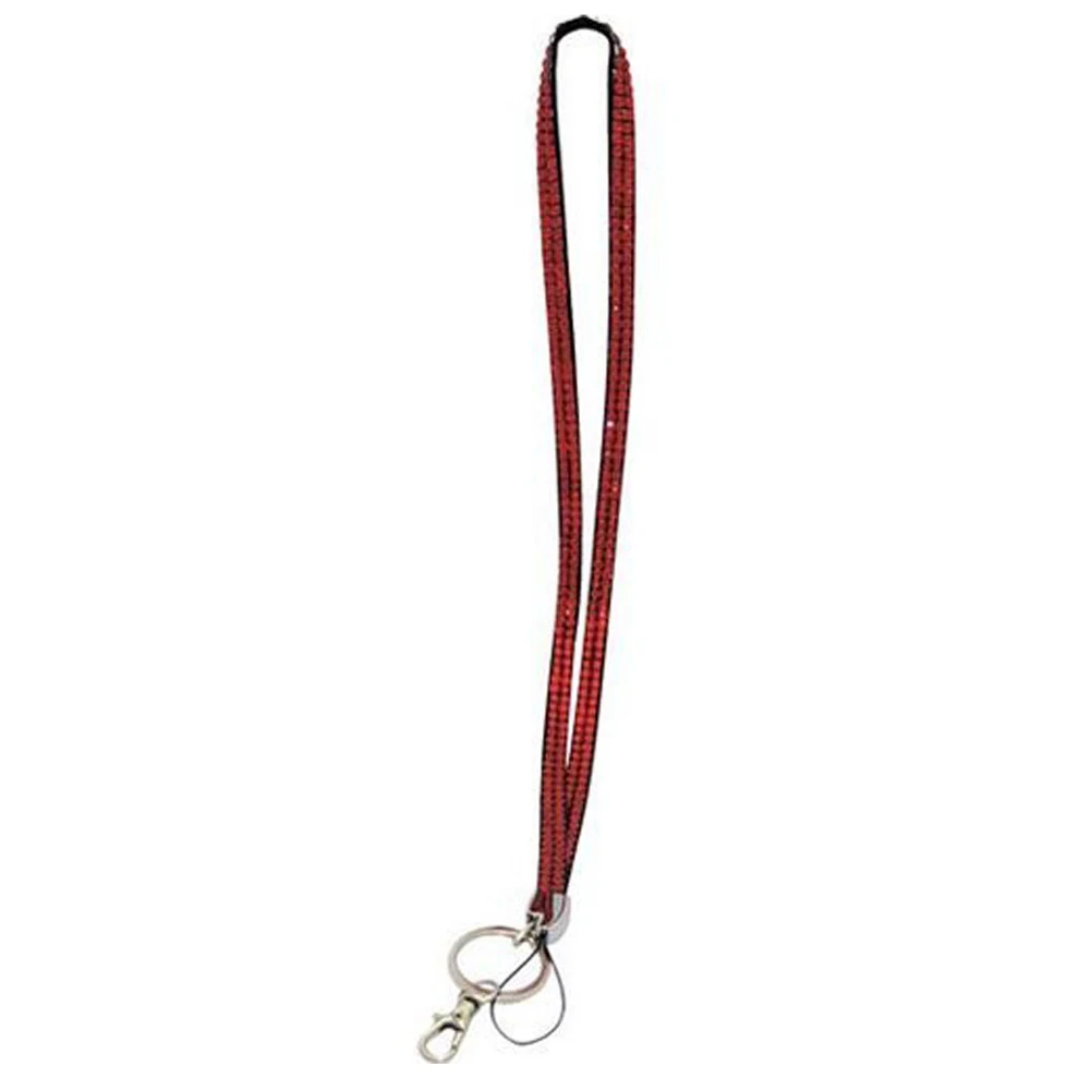 

New Bling Crystal Rhinestone Lanyard Id Badge Keychain Card Holder-Red