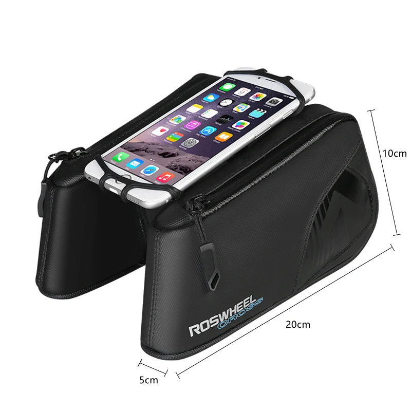 Flash Deal Roswheel CORSS 121453 Bicycle Bike Cycling Top Front Tube Frame Cell Mobile Phone Smartphone Double Bag Stand Holder Pannier 1