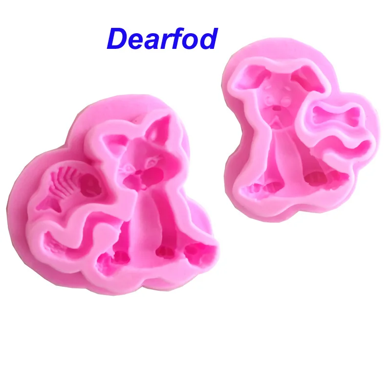 

18072602 Cat and Dog Silicone Fondant Mold Sugar Mold Chocolate Mold Muffin Cake Brim DIY Decoration Tool