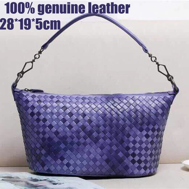 Hand Knitted Brand Women Handbags Genuine Leather Women Shoulder Bags 2015 Fashion designer Shoulder Bags