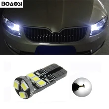 BOAOSI 1x led T10 2835 SMD canbus car Parking Light bulbs with projector lens for Skoda Superb Octavia A7 A5 2 Fabia Rapid Yeti