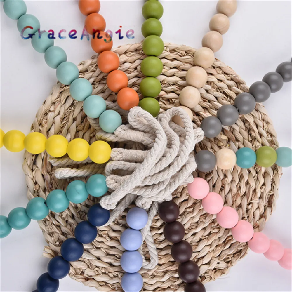

GraceAngie 80cm Curtain Straps Tied Rope Creative Curtain Hanging Ball Wooden Ball Beads Straps Exquisite Hand-woven DIY