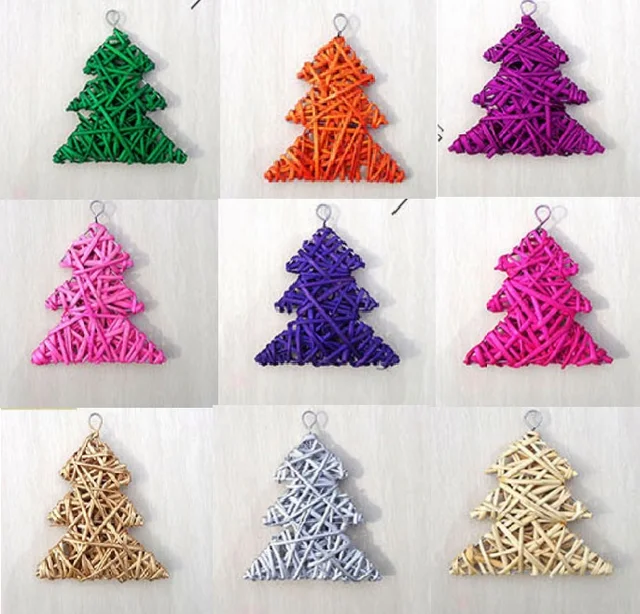 10pcs 15cm christmas tree rattan wick hanging ornament diy ornament