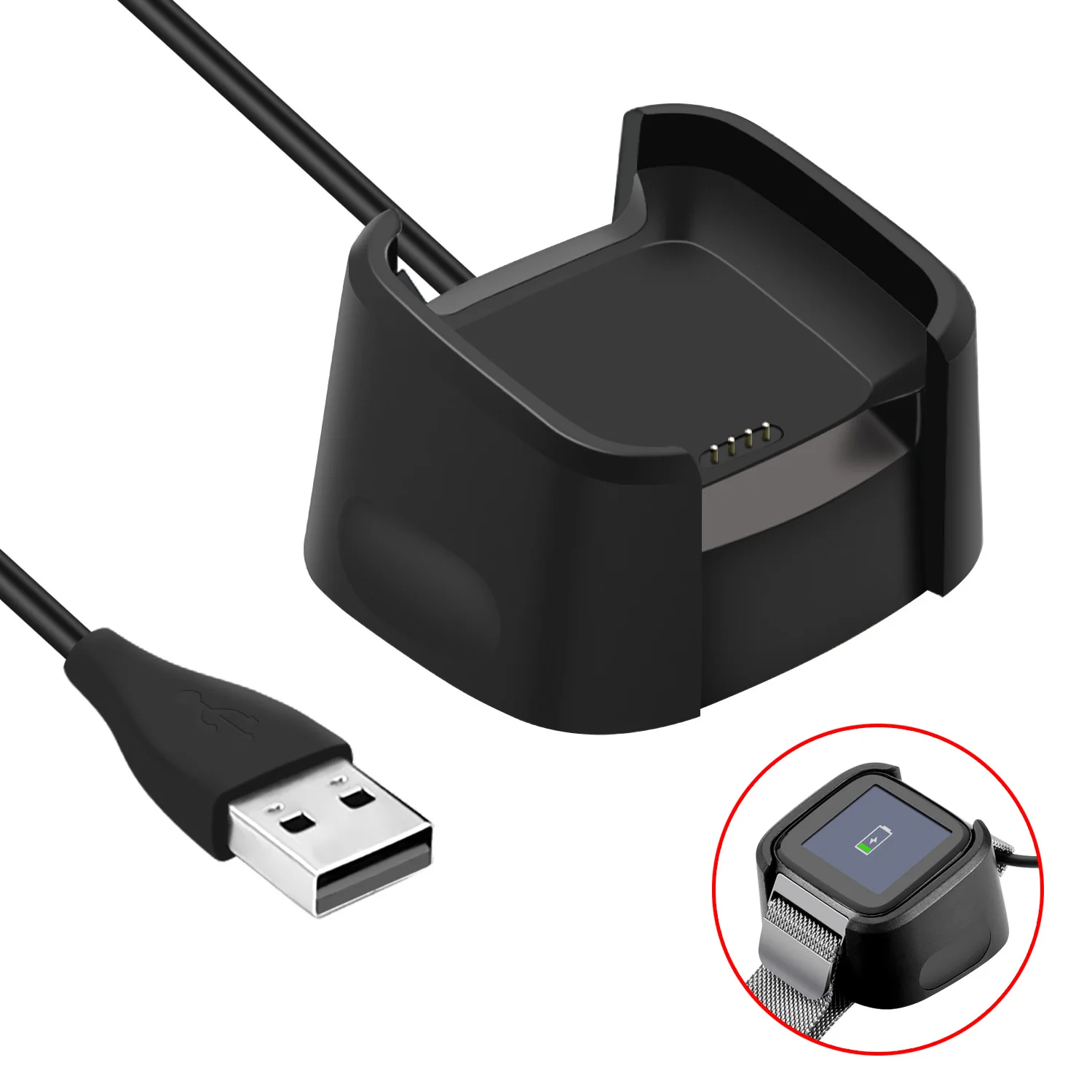 

Charging Cradle Dock USB Data Cable Base Desktop Charger For Fitbit Versa Watch