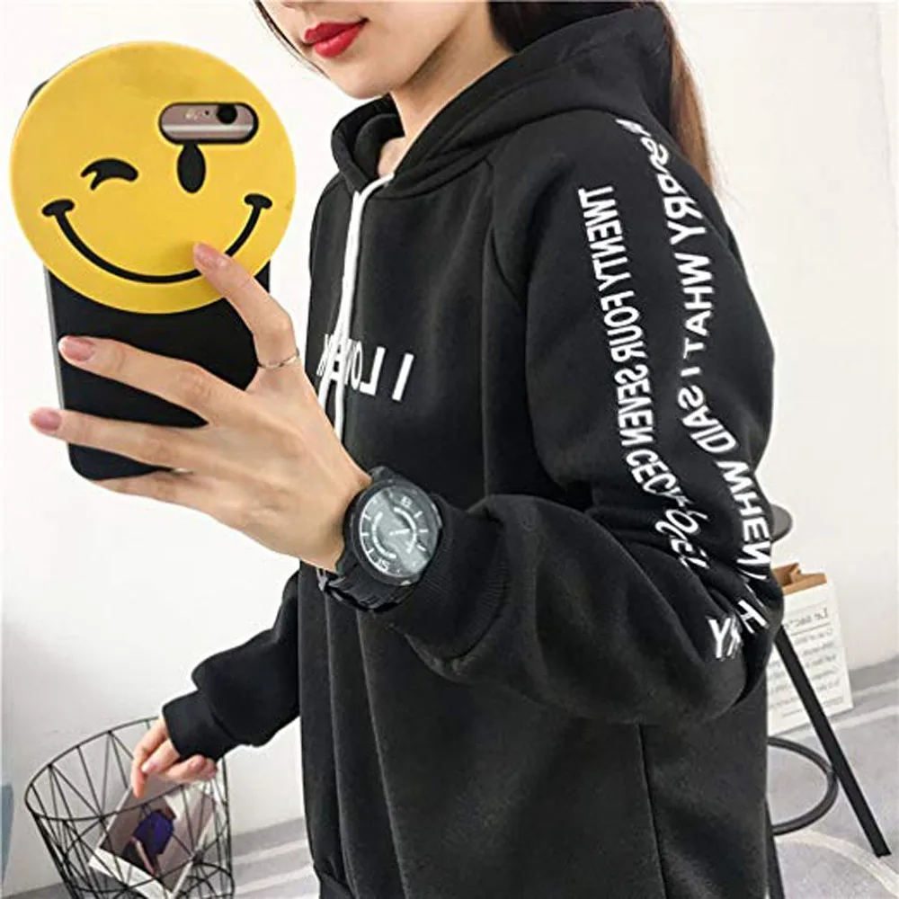 

Women Hoodies sweatshirt Loose Oversize Casual Pullover Plus Size Tops Letters Warm Ladies Drawstring Sports Running sweatshirts