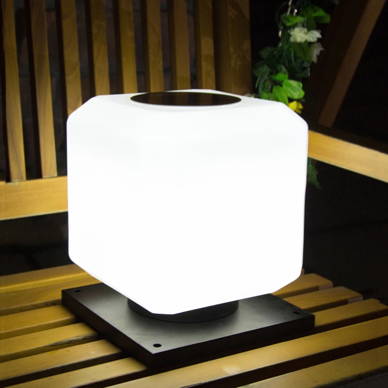 

Square solar pillar lamp outdoor fence wall light waterproof house garden residential villa lighting luz solar led para exterior