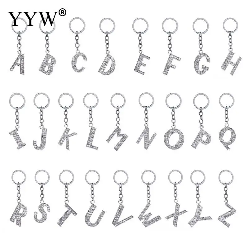 

2018 NEW A-Z Letters key Chain For Men Silver Metal Keychain Women Car Key Ring Simple Letter Name Key Holder Party Gift Jewelry