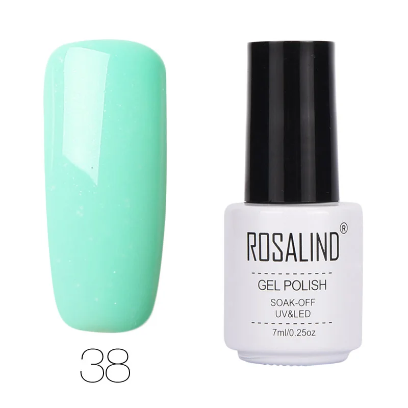 Гель для дизайна ногтей Rosalind 7 мл УФ-лак гель для ногтей полуперманентный лак можно замачивать праймер зеленый лак для ногтей - Цвет: 38