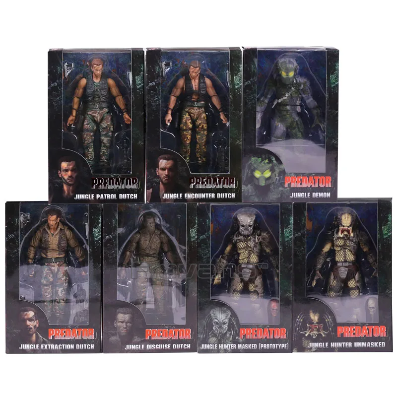 NECA PREDATOR 30th anniversary Jungle Patrol encoming excussion Маскировка голландский Охотник за джунглями Unmasked Demon фигурка 18 см