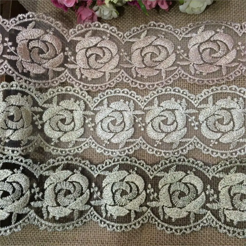 Korean version of 7yards/lot the 7.3CM gold cloth embroidery lace hair