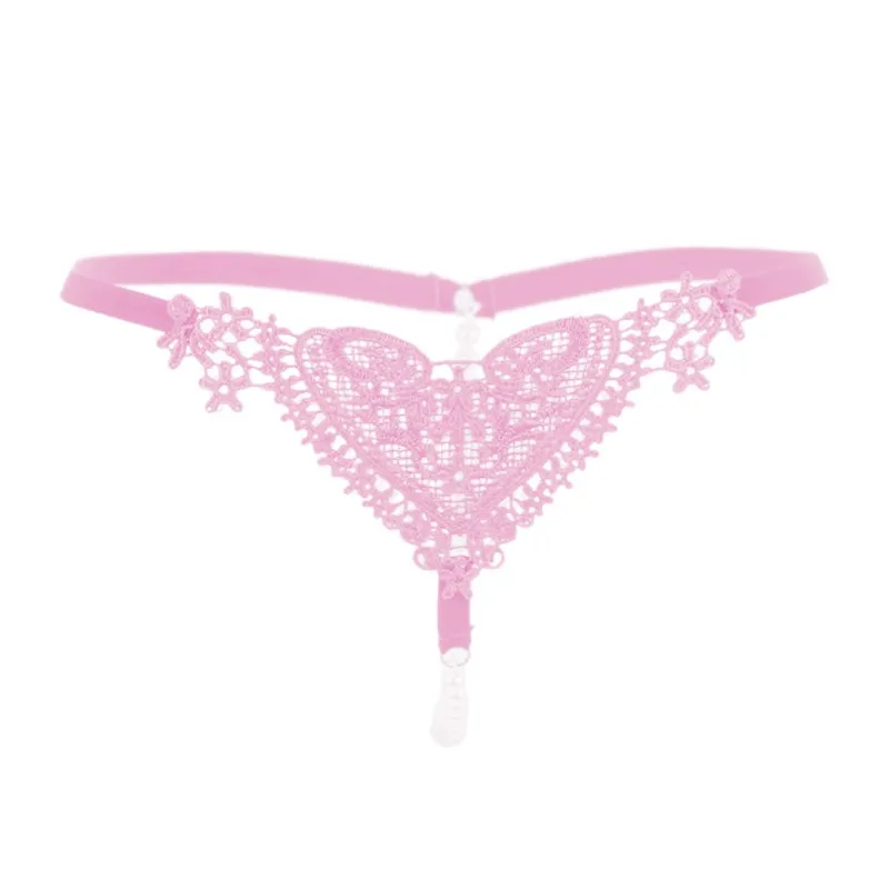 Женские кружевные стринги с низкой талией, стринги, сексуальное нижнее белье, трусики, v-стринги, нижнее белье, Интимные стринги S1 - Цвет: pink