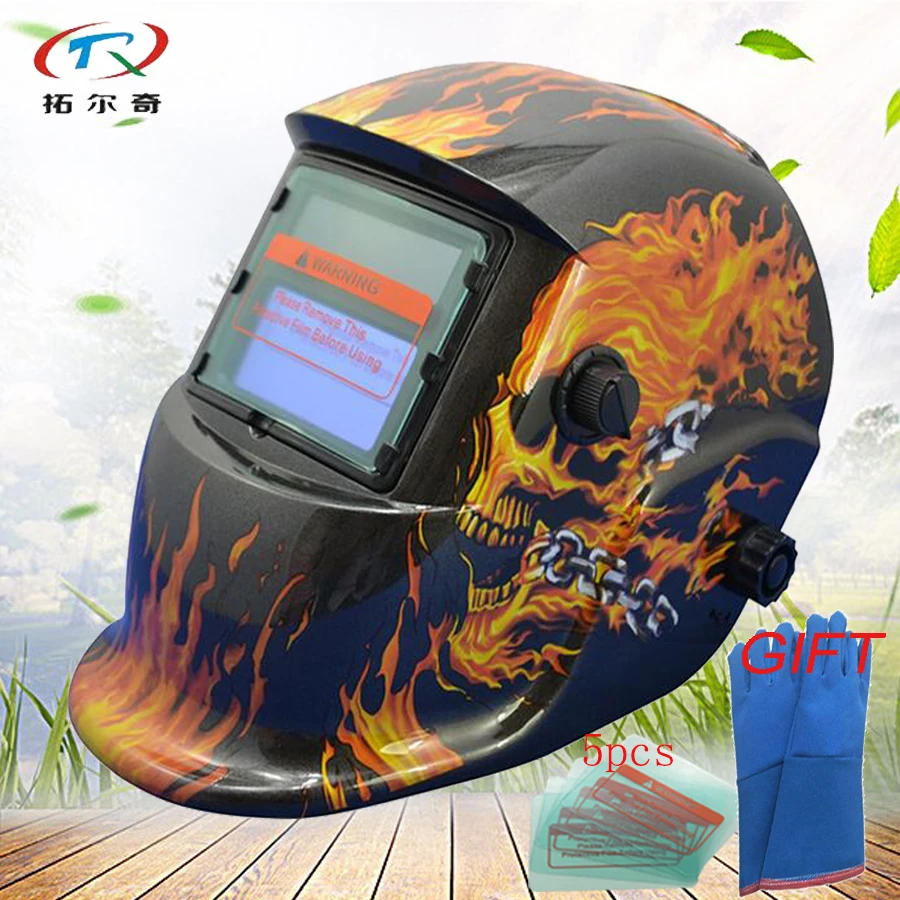 

light Welding Helmet Shade Grinding Welder Cap MIG TIG Automatic Skull Glass Filters led Welding Mask solder tool HD07.2200DE