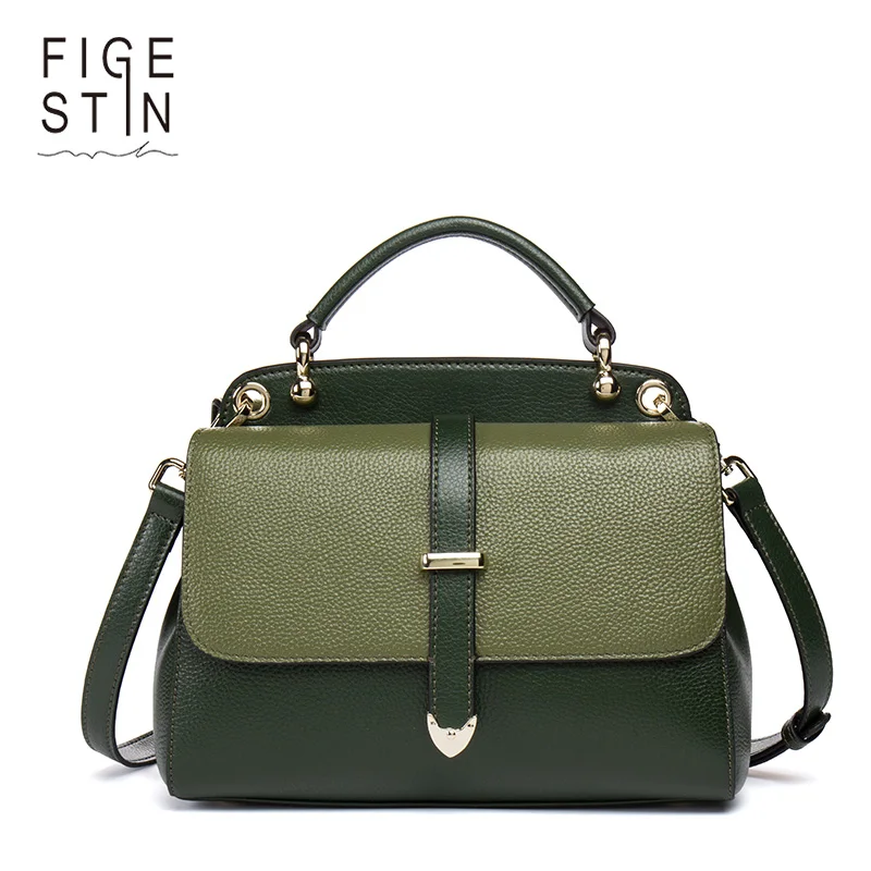 

FIGESTIN Women Leather Handbags Bags For Teenager Girls Panelled Messenger Bags Female Vintage Shoulder Bags Solid Crossbody Bag