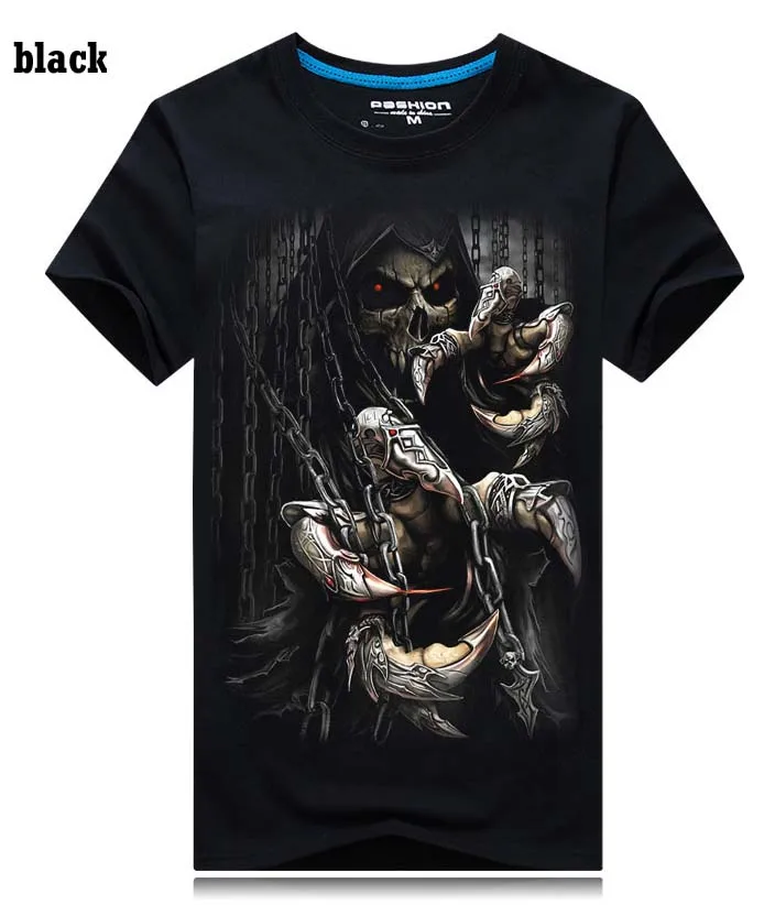 Брендовая одежда 3D Топы И Футболки Повседневная футболка homme Футболка мужская хип-хоп модная футболка с принтом животных заводская цена - Цвет: black Ghost 4