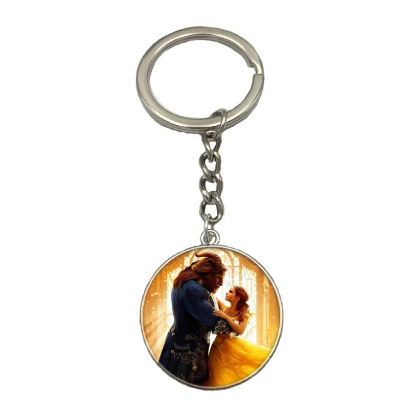 

16 style 2017 New Fashion Beauty And The Beast Time Gem Key Chains Antique Glass Key chains Key hook free shipping