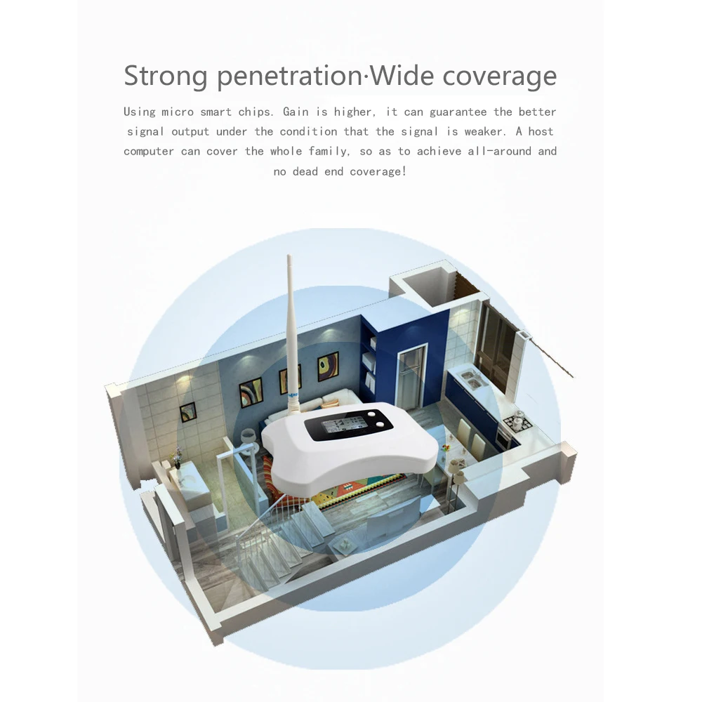 2018 New Great PCS 1900MHz Cellular Signal booster 70dB Gain Power Full Smart 2G 3G Mobile Phone Amplifier Repeater For Home