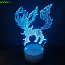 Hot Game Pokemon Leafeon 3D Table Lamp LED Touch 7 Color Change Night Light Home Decor Kids Gift Christmas table decor color change best gift led night light