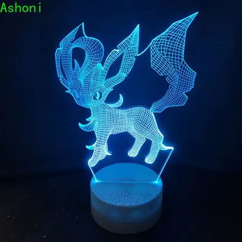 

Hot Game Pokemon Leafeon 3D Table Lamp LED Touch 7 Color Change Night Light Home Decor Kids Gift Christmas