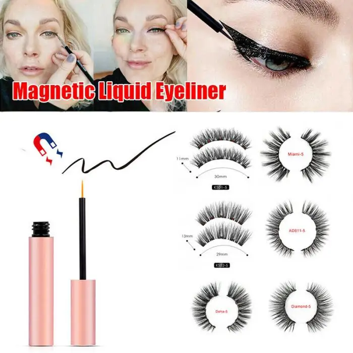 Магнитная жидкая подводка для глаз с магнитными накладными ресницами легко носить макияж набор- MS