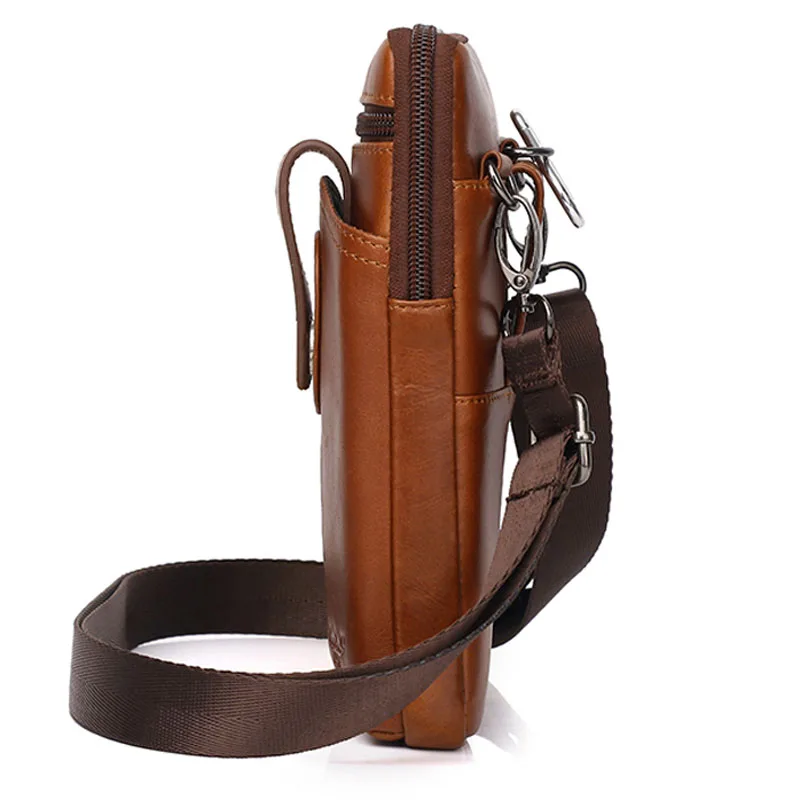 أزياء الرجال جلد طبيعي حزام هوك فاني الخصر حزمة الاتجاه السفر عالية الجودة العلامة التجارية Crossbody أكياس الهاتف حالة محفظة