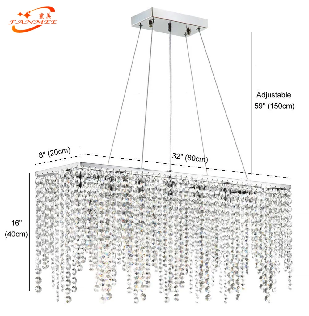 Fanmee Современная хрустальная люстра, освещение, прямая люстра, лампа для ресторана, гостиной, столовой, Lustre de cestal, подвесной светильник