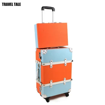 

TRAVEL TALE 20" 24" 26" inch Wooden retro rolling luggage set spinner vintage travel suitcase on wheel