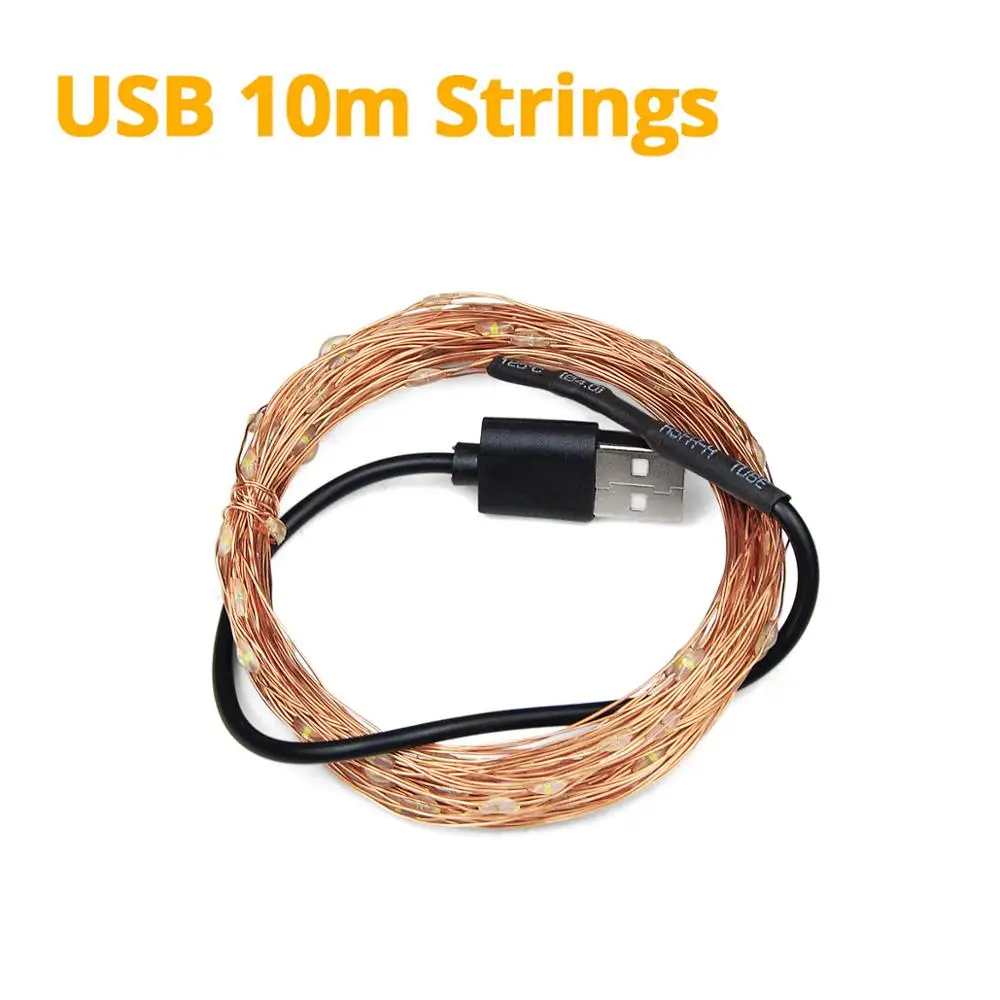 10M USB String Уличная Солнечная энергия ed садовая уличная дорожка с usb-портом, волшебная гирлянда, водонепроницаемая Праздничная гирлянда, рождественское освещение - Испускаемый цвет: 10M USB String