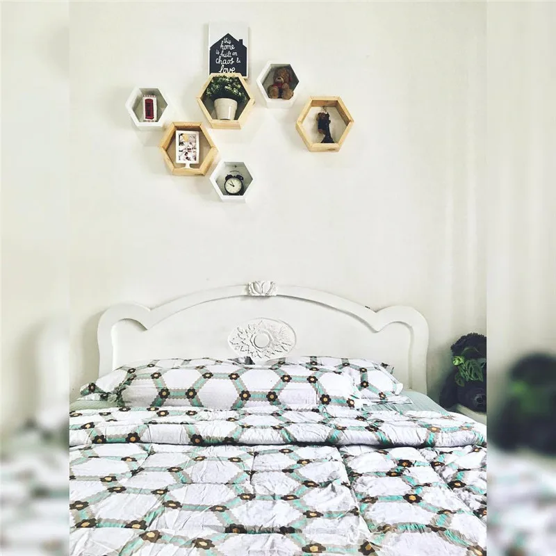 Нордическая Шестигранная полка деревянная настенная вешалка сотовая ...