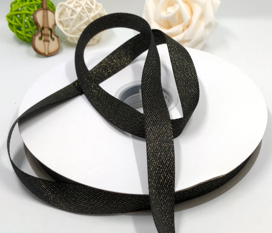 3/4" inch 19mm Gold Purl Polyester Twill Ribbon For Hairbands And Gift