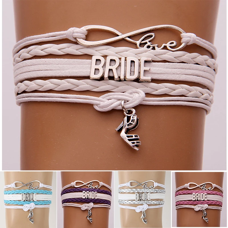 Прямая поставка браслет Infinity Love для невесты кожаный с ремешком на высоком