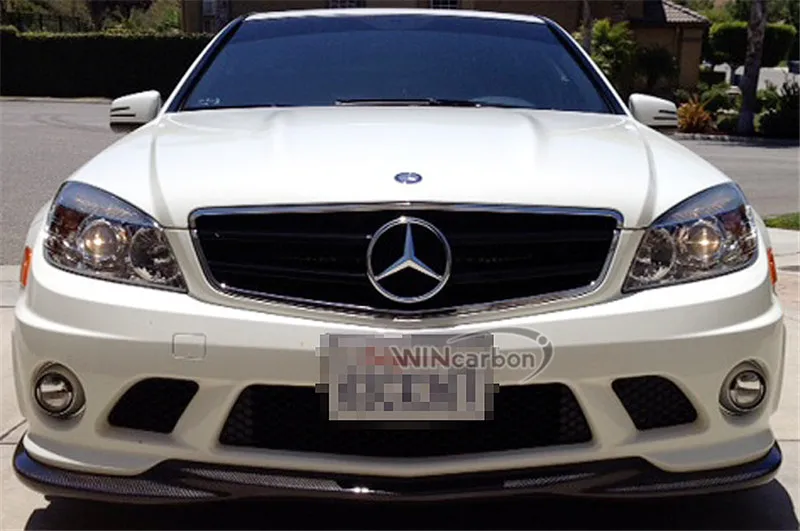 Реальные углеродного волокна передний спойлер для Mercedes BENZ W204 c-класса C63 AMG передний бампер 2008-2011